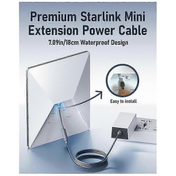 Vedenpitävä Starlink Mini -sovitin, 18 cm DC-naaras-uros jatkojohto