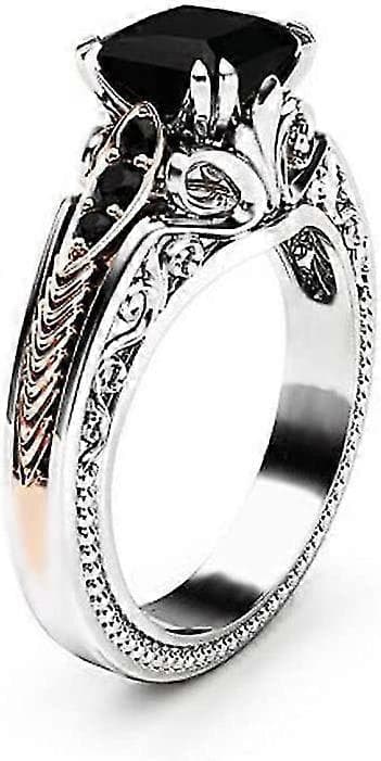 Evig 925 Sterling Sølv Sort Turmalin Ring ny