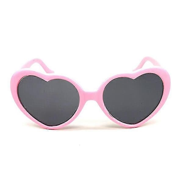 Briller med hjerteformede effekter Se lysene skifte til hjerteform om natten Diffraktionsbriller Dame Mode Solbriller Pink