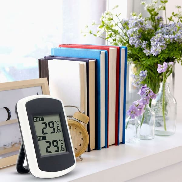 Ulable Inomhus Utomhus Digital Trådlös LCD Termometer Mini Rumstemperatursensor Liten Noggrann Väderprovare för Hem Sovrum Kontor Vit