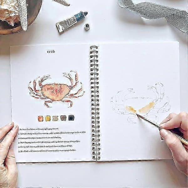 Akvarellarbeidsbok for nybegynnere med fugledesign E