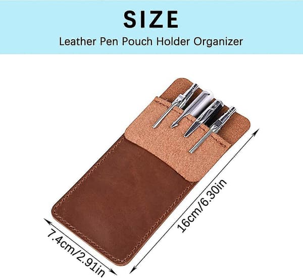 Læder Pen Etui - Multi-lomme Organizer (Sort/Brun, 4 stk)