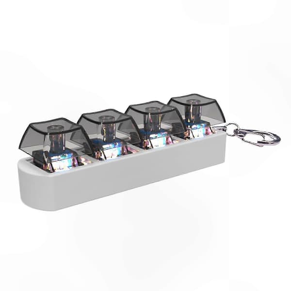 LED 4-Knapps Keycap Testare: Ångestlindring & Sensorisk Stimulering med Hållbar Design Black keycap White b