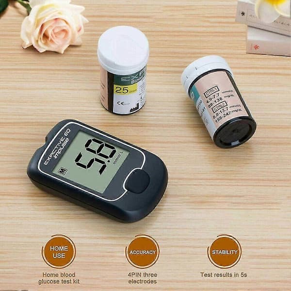 Smart Digital Display Glucometer Bærbart Blodsukker Testsæt med Glucometer Strips 50paper 50pins