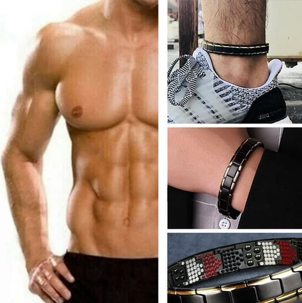 Sett med 2 kvinner menn par magnetarmbånd magnetfelt helse vekttap energi magnetfeltterapi