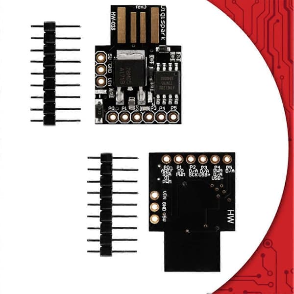 5 stk. ATTiny85 Digispark I2C LED Rev.3 Kickstarter utviklingskort