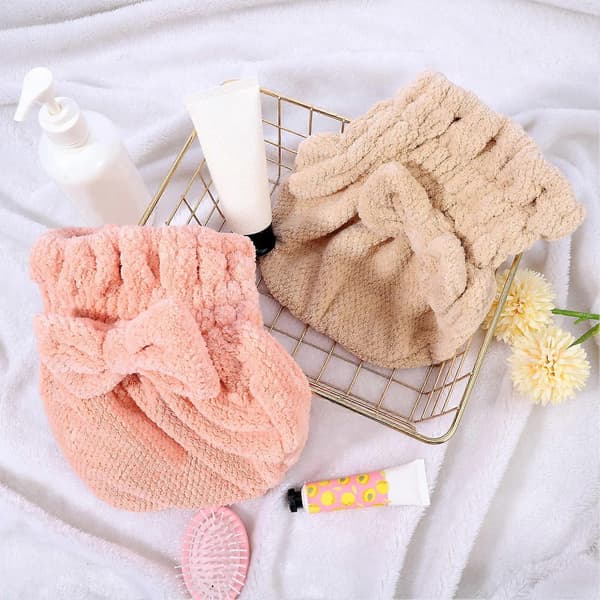 2 stk. Mikrofiber Hårtørrer Håndklæder, Hårtørrer Hætte til Vådt Hår