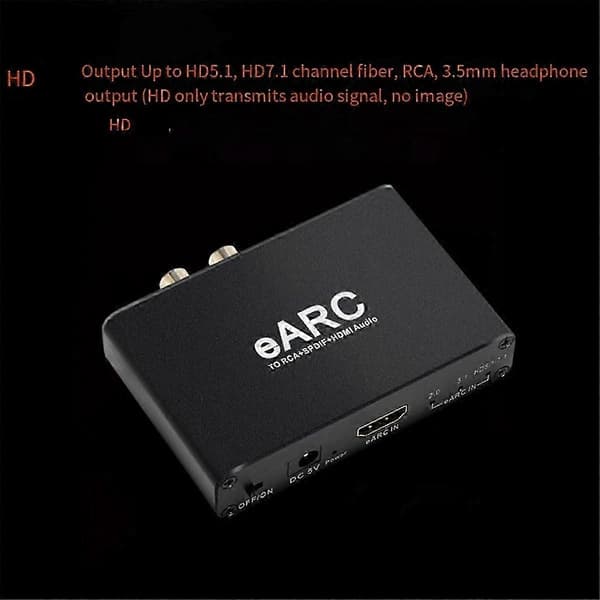 HDMI-kompatibel EARC ARC Audio Extractor 192Khz Konverter EARC til RCA Audio Extractor Adapter for DT