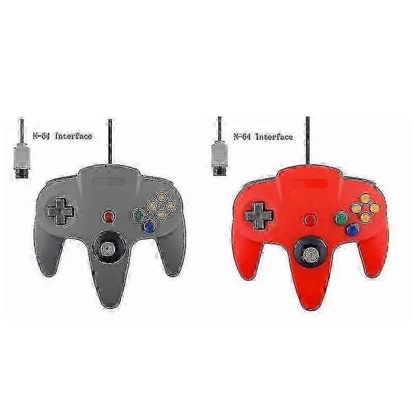 2-pakning Klassisk Kablet N64-kontroller Retrospill 64-bit Gamepad Joystick Erstatning