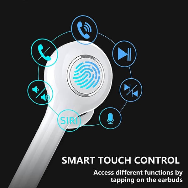 Trådlösa hörlurar, Bluetooth 5.0 hörlurar Touch Control headset med laddningsfodral Digital