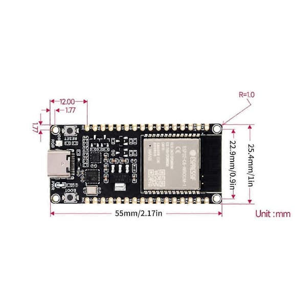 ESP32-C6 -kehityskortti ESP32-C6-DEV-KIT-N8 -moduuli 8 Mt Flash ESP32 C6 -kortti