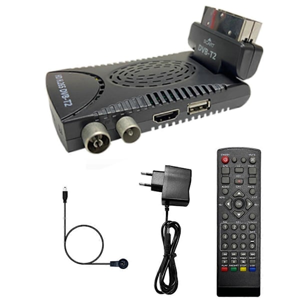 DVB-T2 Full HD Digital Terrestrisk TV-dekoder med 265/HEVC-dekoding EPG Set Top Box EU-plugg
