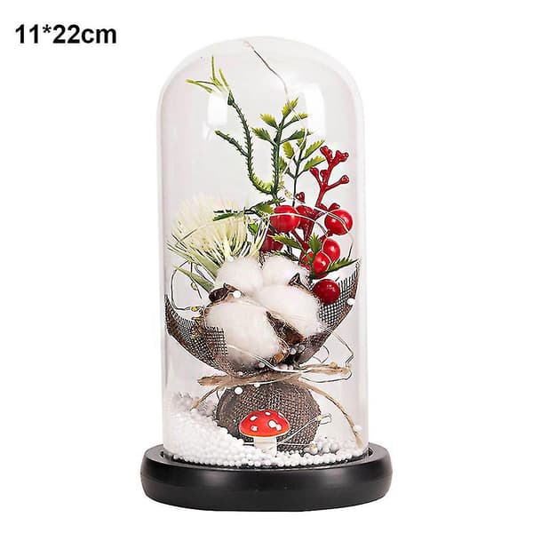 Glasskuppel Juleplanter Julepynt Glasskuppel Julefuru Gren med Lys (E)