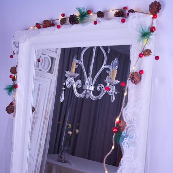 Julelyslist med 20 LED-kongler, julepynt