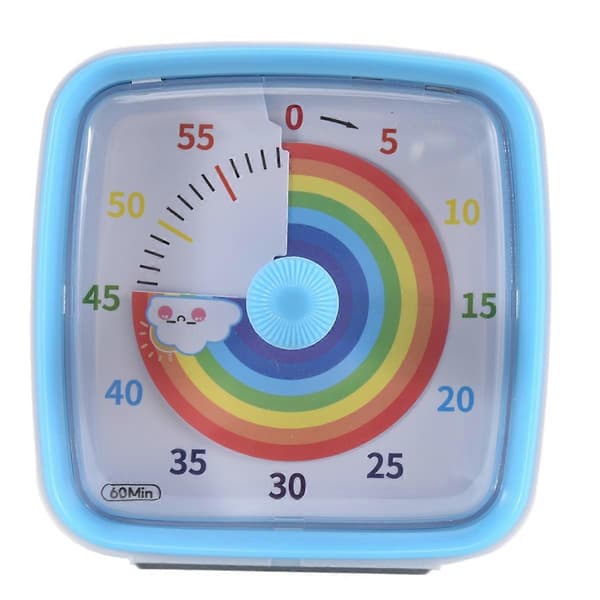 60-minutters visuel timer med natlys, nedtællingstimer, Pomodoro-timer med regnbuemønster til børn Blue