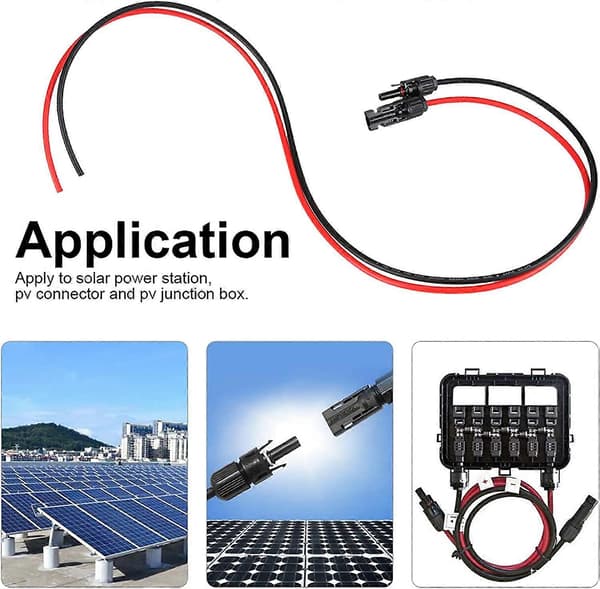 4mm / 12AWG Solpanel Forlængerkabel (3m Rød + 3m Sort)