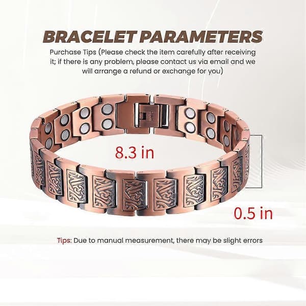Magnetiska koppararmband för män 99,99% Ren koppar Magnetiska terapiarmband