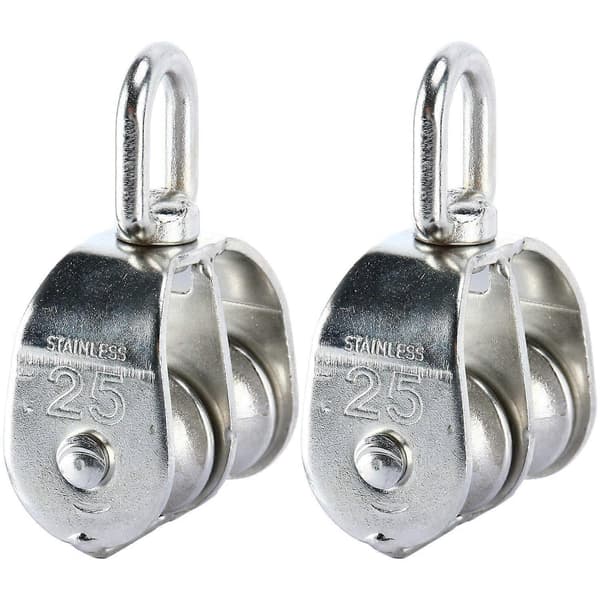 2-pakning 304 rustfritt stål kran svingkrok doble trinser (M25)