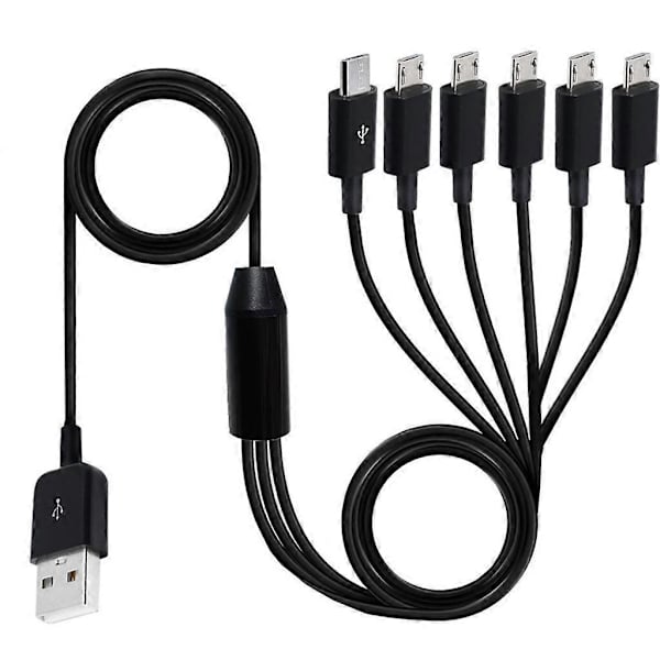 USB 2.0 Type A Han til Micro USB Han 1 til 6 Splitter Kabel Data Opladning