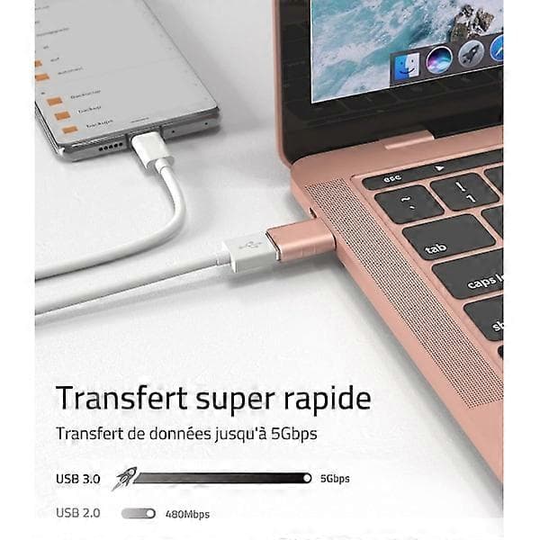 USB C til USB adapterpakke, 2 USB C hann til USB 3 hunn adaptere, komp