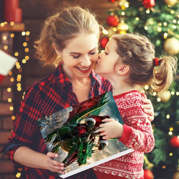 Julekalender, 24-dagers nedtelling til jul, juletrepynt, dinosauranheng Model-E