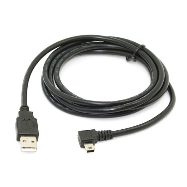 1,8 m Mini USB B Type 5-pin Han 90 Grader Venstre Vinklet til USB 2.0 Han Datakabel Sort Farve