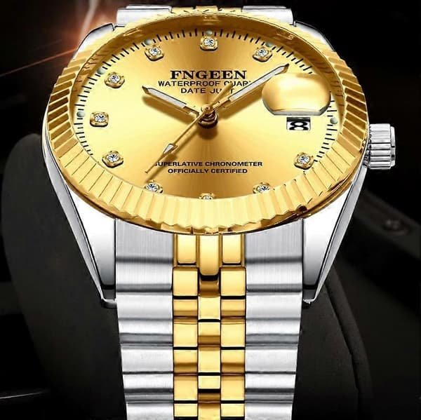 FNGEEN 7008 Herrklocka Full Gold White Surface