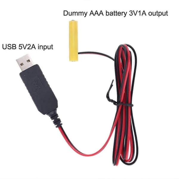 USB 5V - 3V LR03 AAA -pariston korvaava kaapeli 2m