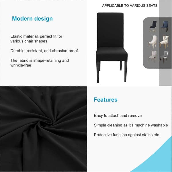 Elastisk Stolebetræk Stolebetræk Sæt BLACK 4 piece