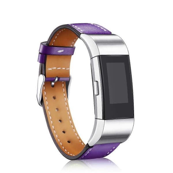 Ægte læder urrem til Fitbit Charge 2, udskiftningsarmbånd Purple