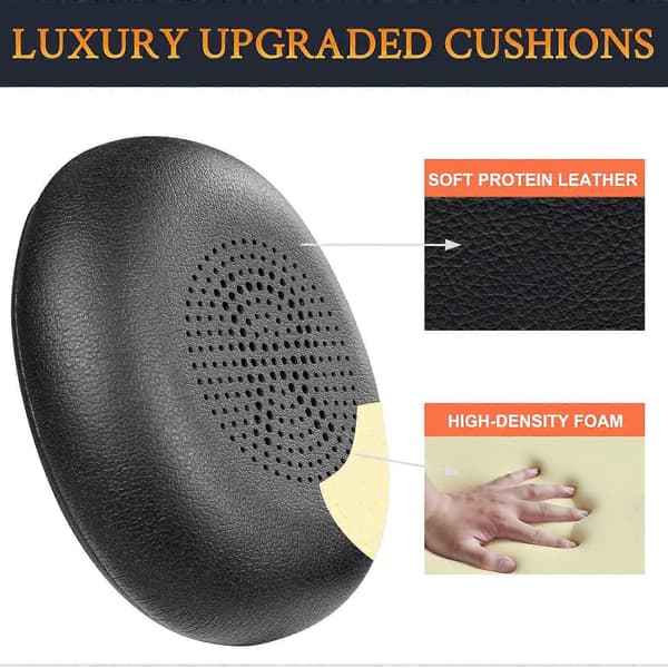 Udskiftningsørekopper til Jabra Evolve2 65 (65MS 65UC USB)/Evolve2 40 (40UC 40MS USB)/Elite 45h trådløse on-ear hovedtelefoner. (Sort).