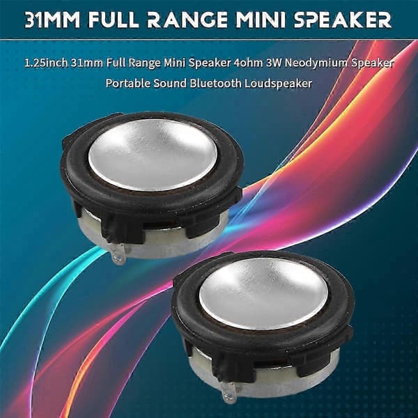 1,25 tommer 31 mm 4 Ohm 3W Neodym Full Range Mini Højttaler til Bluetooth-lyd Black