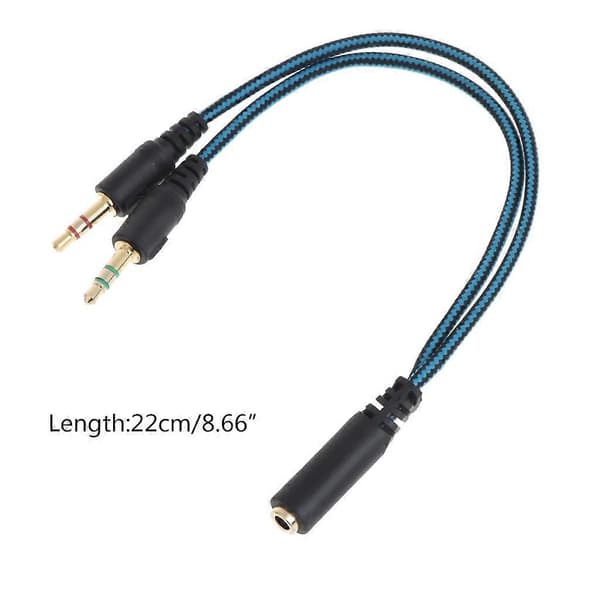 Headset Adapter 3.5mm Audio Jack Y-kabel Hodetelefonadapter 3.5mm Mikrofonkabel