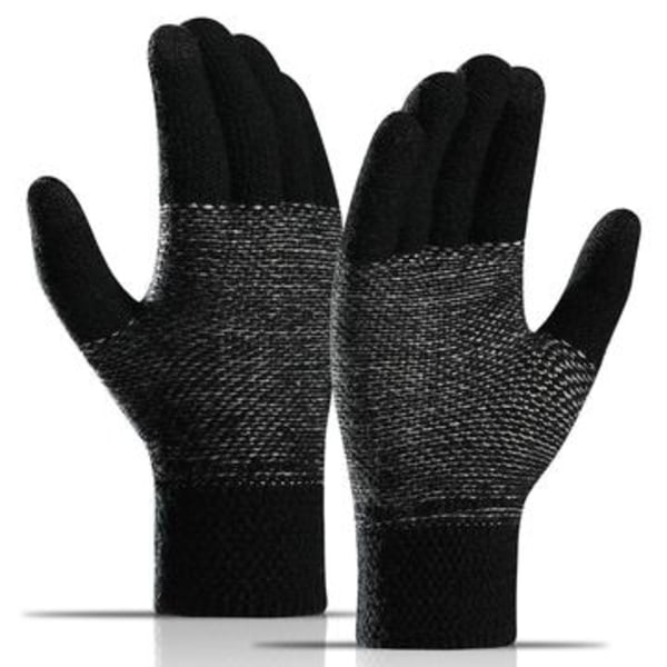 WM 1 par Unisex stickade varma handskar pekskärm stretchiga... Svart