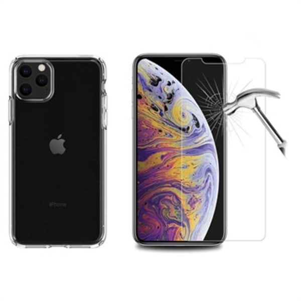 iPhone 11 Pro Max TPU Skal med 2x Härdat Glas Skärmskydd -... Genomskinlig
