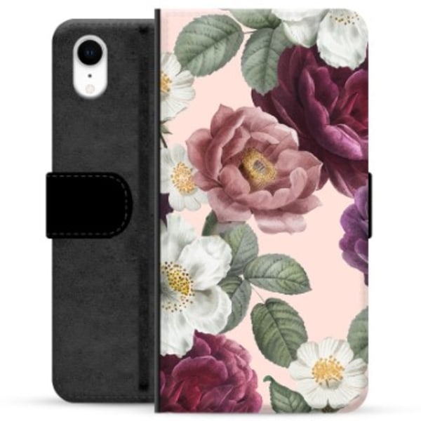 iPhone XR Premium Plånboksfodral - Romantiska Blommor Animerad