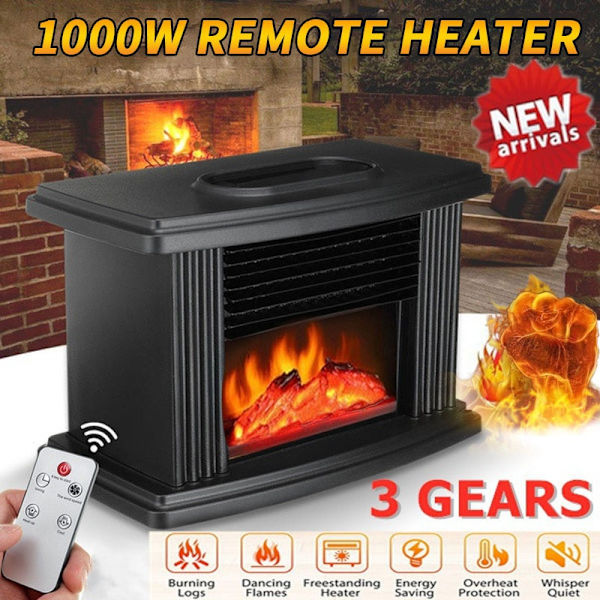 Elektrisk eldstad Värmare 3D Flame Effect Space Heater Spis 1000W RCEU