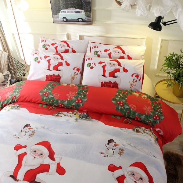 8 Storlekar 7 Färger Jul Santa Santa Sängkläder Set Påslakan darkblue EU  King (220x240cm) 3pcs e7c7 | darkblue | EU King (220x240cm) 3pcs | Fyndiq