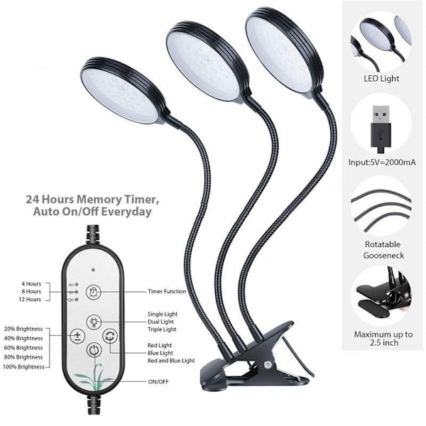 Kop 1 2 3 Led Lampor For Vaxande Lampor Vaxtljus Auto Timing Funktion Fyndiq