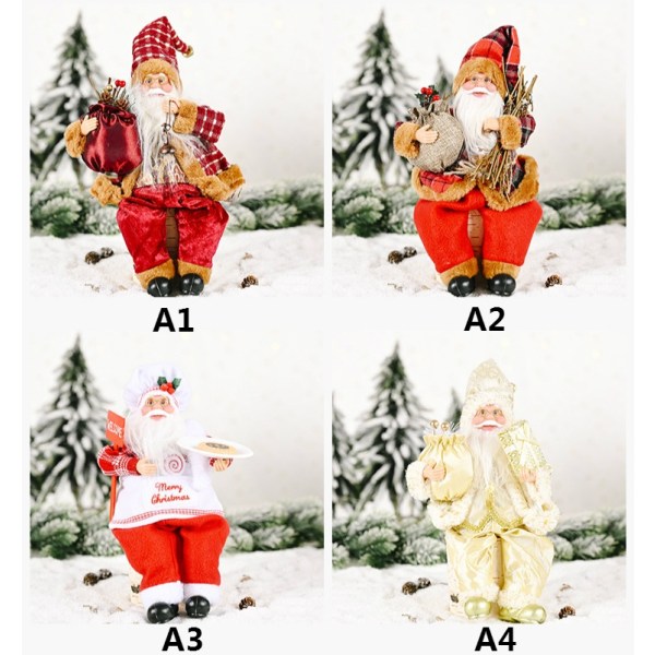 Stående sittande Santa Claus Doll Julgransdekor A2