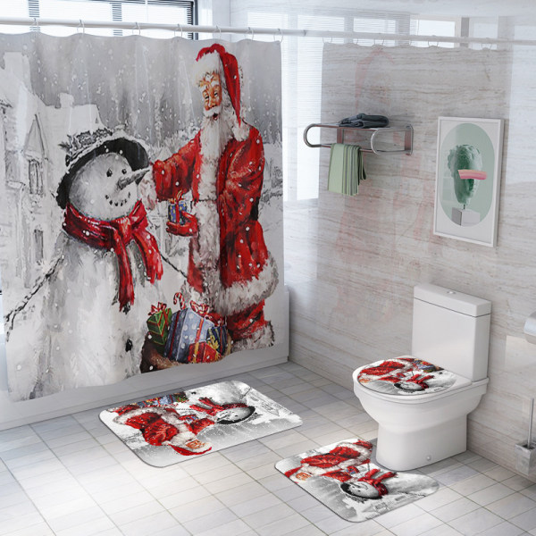 4st Jul Jultomten Duschdraperi Toalett Badrumsmattor