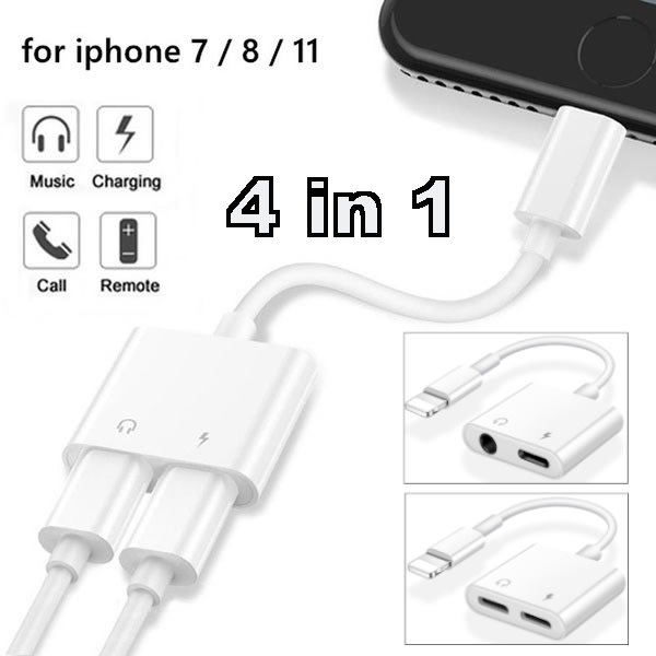Lightning Adapter Charger Splitter hörlurar för iPhone 7 8 Plus 2 in 1 2805  | 2 in 1 | Fyndiq