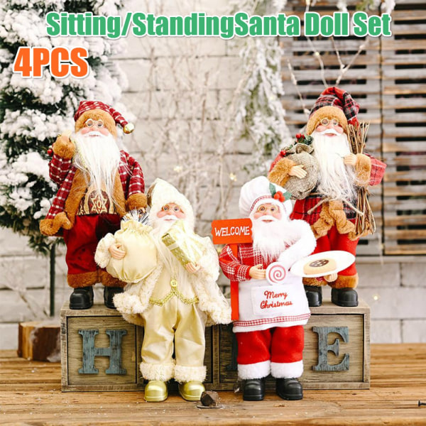 Stående sittande Santa Claus Doll Julgransdekor B2