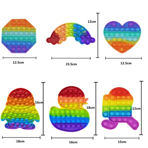 40 stilar Rainbow Bubble Push fidget toys Stress relief Turtle 49g