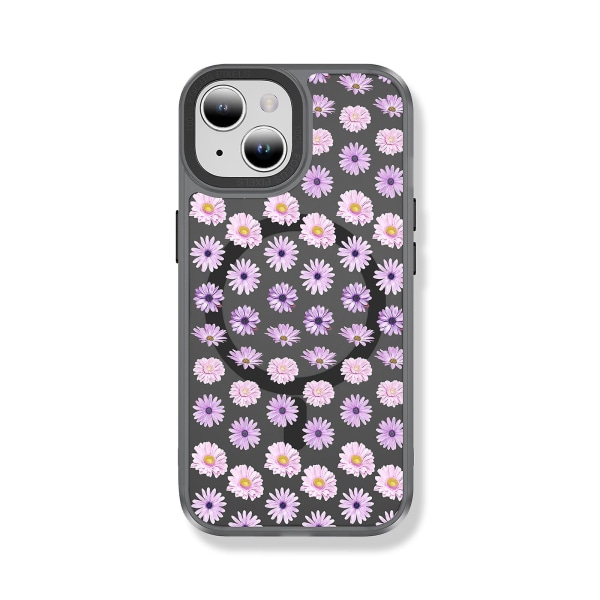 Ett tydligt och stilrent blommönsterdesign, matt hudvänligt Magsafe magnetiskt phone case lämplig för iPhone 11-15ProMax och andra modeller black iphone15