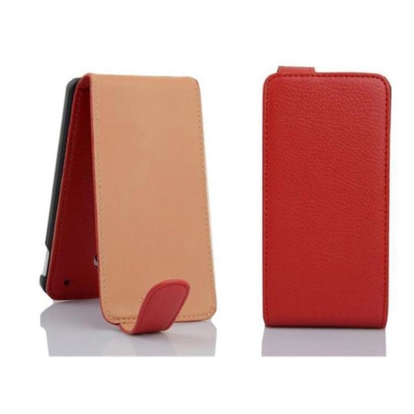 Sony Xperia M2 / M2 AQUA Hülle Handy Cover Flip Case Etui - med texturerad yta INFERNO RED Xperia M2 / M2 AQUA