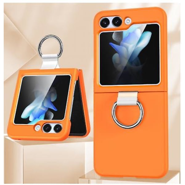 Stötsäkert smalt skyddande TPU- phone case för Samsung Galaxy Z Flip 5 med ringfingerögla Orange