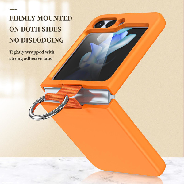Stötsäkert smalt skyddande TPU- phone case för Samsung Galaxy Z Flip 5 med ringfingerögla Orange