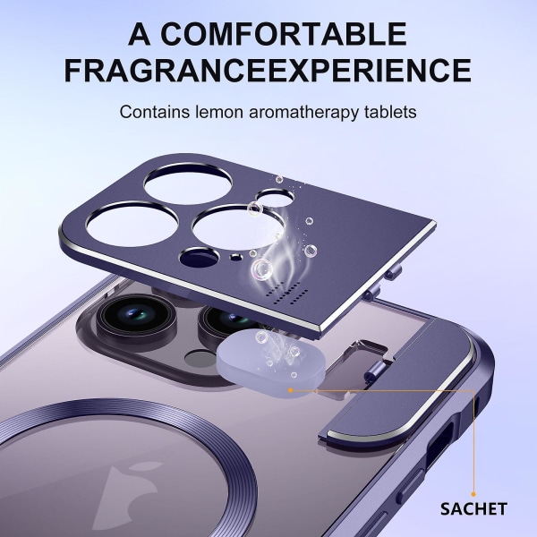 Metall Magsafe case kompatibelt med Iphone 15 Pro Max, linsskydd i legering Case med osynligt Kindstand Purple For iPhone 15 Pro Max
