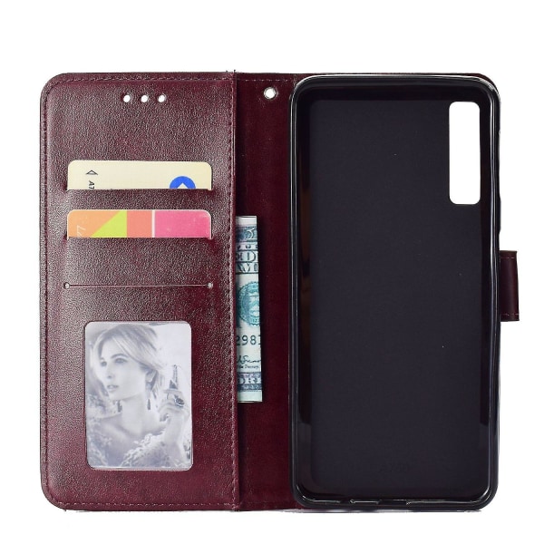 Plånbok med tryckt mandalamönster med flip-back- case för Samsung Galaxy A7/a750-lila Brown